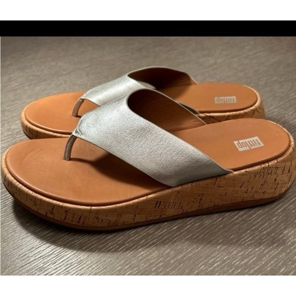 Fitflop Shoes - Fitflop Silver Tan Platform Shoes size 9